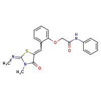 2-(2-{[(2E,5Z)-3-methyl-2-(methylimino)-4-oxo-1,3-thiazolidin-5-ylidene]methyl}phenoxy)-N-phenylacetamide