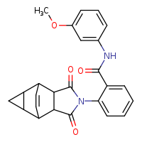 2-{3,5-dioxo-4-azatetracyclo[5.3.2.0²,?.0?,¹?]dodec-11-en-4-yl}-N-(3-methoxyphenyl)benzamide