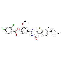 2-methoxy-4-[11-(2-methylbutan-2-yl)-3-oxo-8-thia-4,6-diazatricyclo[7.4.0.0²,?]trideca-1(9),2(7)-dien-5-yl]phenyl 2,4-dichlorobenzoate