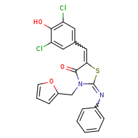 (2Z,5Z)-5-[(3,5-dichloro-4-hydroxyphenyl)methylidene]-3-(furan-2-ylmethyl)-2-(phenylimino)-1,3-thiazolidin-4-one