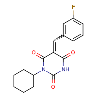 (5E)-1-cyclohexyl-5-[(3-fluorophenyl)methylidene]-1,3-diazinane-2,4,6-trione