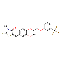 (5Z)-5-[(3-methoxy-4-{2-[3-(trifluoromethyl)phenoxy]ethoxy}phenyl)methylidene]-3-methyl-2-sulfanylidene-1,3-thiazolidin-4-one