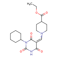 ethyl 1-{[(5Z)-1-cyclohexyl-2,4,6-trioxo-1,3-diazinan-5-ylidene]methyl}piperidine-4-carboxylate
