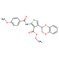 ethyl 4-(2,3-dihydro-1,4-benzodioxin-2-yl)-2-(4-methoxybenzamido)thiophene-3-carboxylate