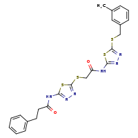 N-[5-({[(5-{[(3-methylphenyl)methyl]sulfanyl}-1,3,4-thiadiazol-2-yl)carbamoyl]methyl}sulfanyl)-1,3,4-thiadiazol-2-yl]-3-phenylpropanamide