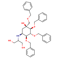 2-{[(1S,2S,3R,4S,5S)-2,3,4-tris(benzyloxy)-5-[(benzyloxy)methyl]-5-hydroxycyclohexyl]amino}propane-1,3-diol